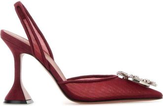 Amina Muaddi Red Slingback Heels