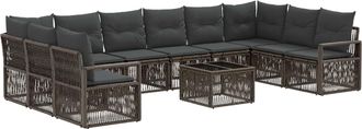 vidaXL Conjunto De Sof&aacute;s De Jard&iacute;n 11 Uds. Gris Rat&aacute;n Sint&eacute;tico Vidaxl