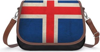 Generic Vintage Iceland Flag Womens Crossbody Bag Fashion Shoulder Handbags Message Tote Bag with Adjustable Strap