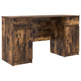 Berkfield Home Desk Smoked Oak 140x49x76 cm Engineered Wood | Size: 140 x 49 x 76 cm