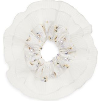 BP. Pretty Pliss&eacute; Scrunchie in Ivory Multi at Nordstrom
