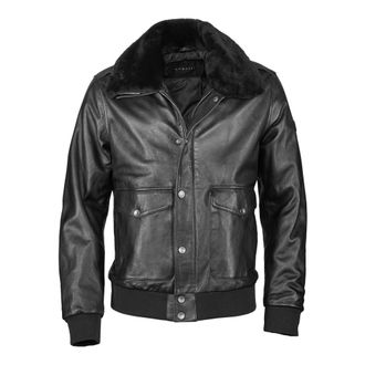 Bugatti Jassen, Heren, Zwart, 4Xl, Klassieke leren jas met warme kraag