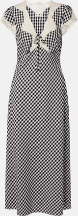 Rixo Amari lace-trimmed checked midi dress