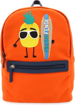 Fendi Black Orange Neoprene Leather Backpack (Pre-Owned)