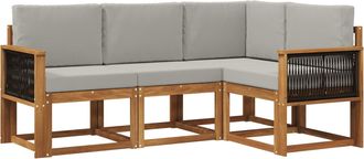 vidaXL Conjunto De Sof&aacute;s De Exterior 4 Uds. Natural Y Gris Claro Vidaxl