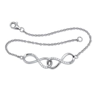 Palm Beach Jewelry 16 TCW Round CZ Sterling Silver Infinity Charm Bracelet 7-inch