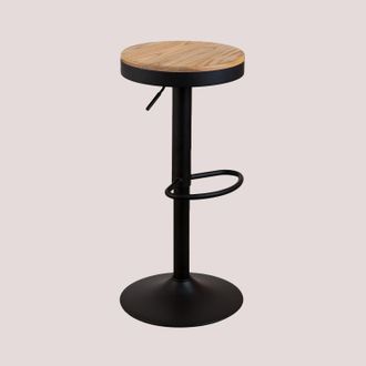Sklum Taburete Alto Regulable En Acero Y Madera De Olmo Bardder Sklum