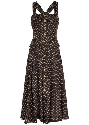 Zimmermann Luna Polka-dot Linen Midi Dress - Black - 2 (UK 12 / M)