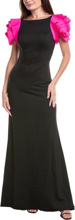 Rene Ruiz CREPE FLUTTER SLEEVE GOWN