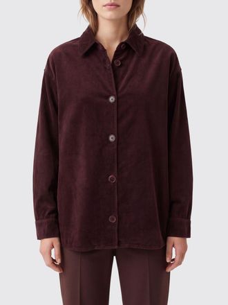 Aspesi Giacca a camicia in velluto rosso con spalle scese