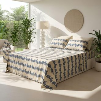 KASANOVA Completo letto matrimoniale geometrie blu cotone