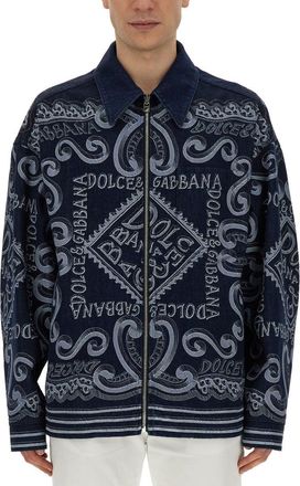 Dolce & Gabbana Navy Print Cardigan-Uomo
