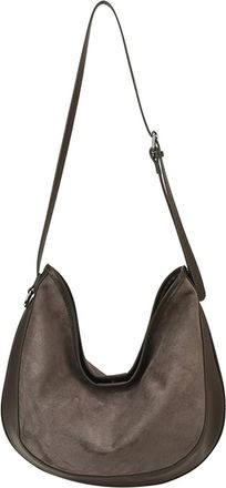 Generic Crescent Bag Slouchy Tote Purses Solid Color PU Leather Slouchy Shoulder Bag for Women Work Shopping and Everyday Use