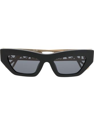 Versace Occhiali da sole cat-eye con placca logo - Nero