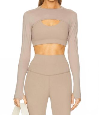 SPLITS59 Amelia Airweight Lite Shrug In Latte