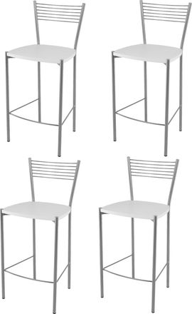Tommychairs Tommychairs 4 Taburetes Elegance En Acero Aluminio Asiento Madera Blanca