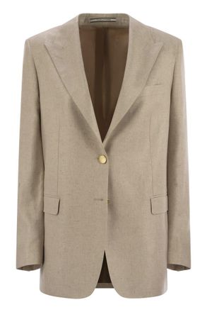 Tagliatore Womens Two-button Silk Jacket - Tan - Size EU 48 (Womens)
