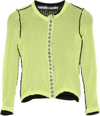 Chopova Lowena fishnet-layer cardigan - women - Elastane/Nylon - L - Yellow