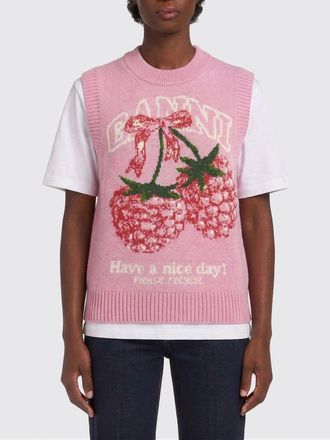 Ganni Gilet Ganni in misto lana con motivo logo