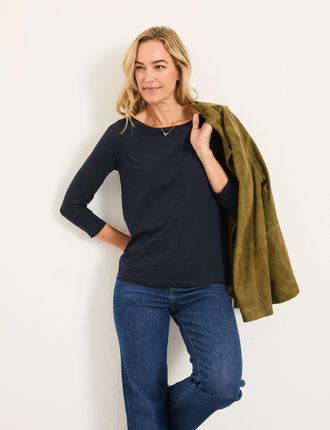 Fat Face FatFace Pip Navy Boat Neck Top