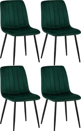 Clp Clp - Set De 4 Sillas De Sal&oacute;n Dijon En Tela O Terciopelo Verde Terciopelo