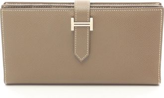 Herm&egrave;s Etoupe Gray Gray Epsom Leather Long Wallet (Bi-Fold) (Pre-Owned)
