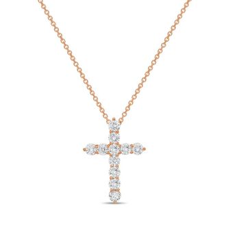 Diana M. Jewels 14kt Rose Gold 0.50 cts Lab Grown Round Diamond Cross Pendant