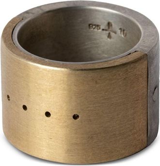 Parts Of Four Sistema perforated-detail ring - unisex - Brass/Sterling Silver - 4 - Gold