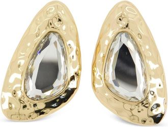 Self Portrait Hammered Gold Crystal Earrings