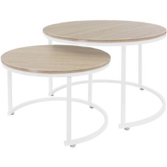 ML Design ML-Design Set di 2 Tavolini da Caff&egrave; Salotto Soggiorno Divano Sovrapponibili Rotondi &Oslash; 59x40 cm / &Oslash; 74x48 cm Tavoli dAppoggio Impilabili in MDF