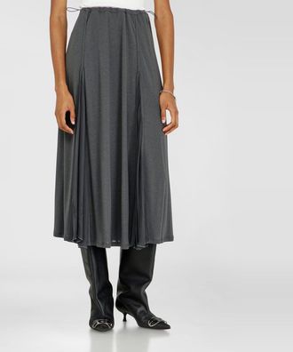 Diesel Midi skirt in ribbed jersey and chiffon - Skirts - Woman - Grey