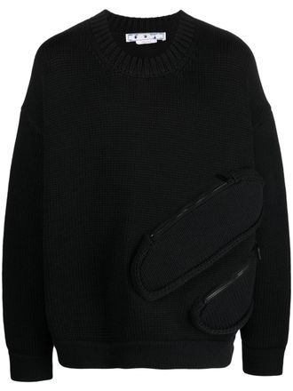 Off-white zip-compartment crew-neck sweatshirt - men - Cotton/Polyamide - M - Black