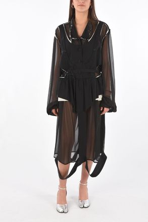 Maison Margiela MM0 Silk Cut-Out Dress with Belt Maison Margiela