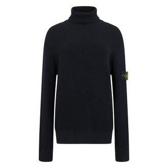Stone Island Volledige Rib RWS Wol Turtleneck - Heren - Coltruien - Zwart - S - Wol - Truien & Vesten