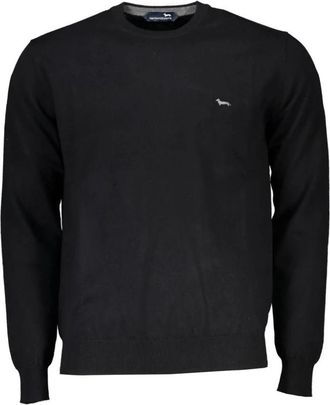 Harmont & Blaine Elegante Crew Neck Geborduurde Trui - Heren - Ronde hals truien - Zwart - 2XL - Katoen - Truien & Vesten