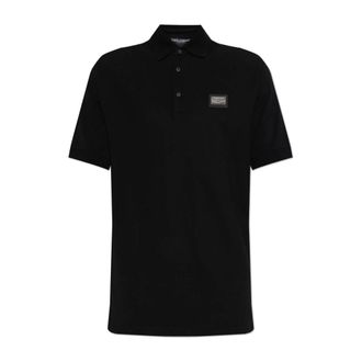 Dolce & Gabbana Polo Shirts, male, Black, Size: 2XL Polo Shirt with Logo Appliqu&eacute;