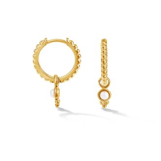 Dower & Hall Timeless Dotty Hoops with Pearl Drop