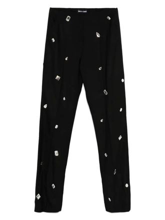 DAVID KOMA crystal-embellished trousers - women - Elastane/Wool/Viscose/Polyester/glass - 10 - Black