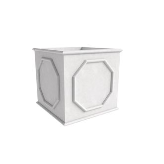 Leisure Mod Sprout Series Cubic Fiber Stone Planter in White 15 Cube
