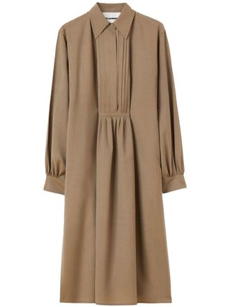 Jil Sander Wollen jurk met puntkraag - Bruin