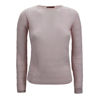 Max Mara Rondgebreide trui - Dames - Ronde hals truien - Roze - XS - Wol - Truien & Vesten