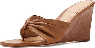 Veronica Beard Tullia Wedge Thong Sandals Womens Sandals Hazelwood : 8.5 M, Leather
