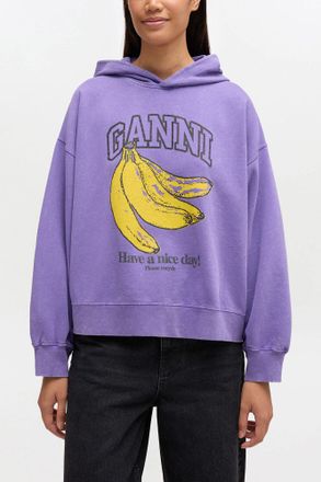 Ganni Purple Vintage Wash Hoodie - Size XS Organic Cotton