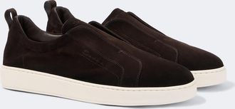 Santoni Suede slip-on sneakers