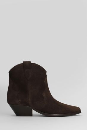 Isabel Marant Dewina Texan Ankle Boots In Brown Suede