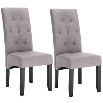 Woltu Coppia Sedie Da Cucina Sala Da Pranzo Ristorante Con Schienale Gambe Legno Grigio Chiaro (lino) - Woltu