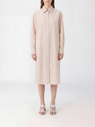 Jil Sander Midi Chemisier Dress in Cotton with French Collar and Long Sleeves