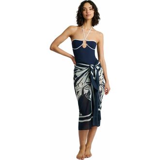 Onia Cotton Chiffon Pareo in Deep Navy/egret at Nordstrom