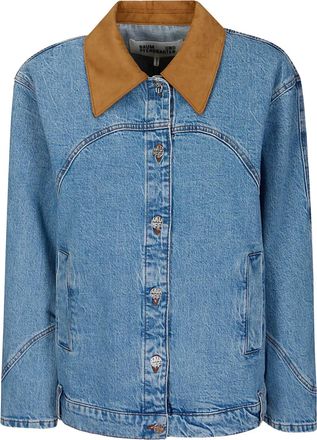 Baum Und Pferdgarten Giacca con colletto in pelle scamosciata - Blu