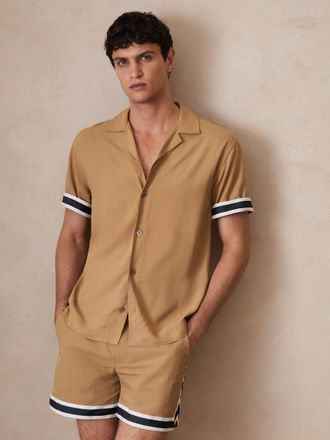 Reiss x Ch&eacute; Camel | Stripe-cuff Shirt, Xxl